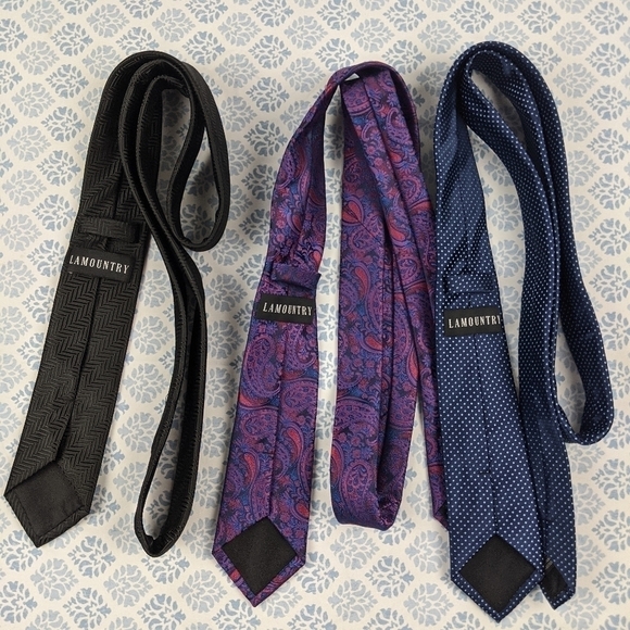 Lamountry lot of 3 ties Blue Purple And Black - Picture 3 of 3